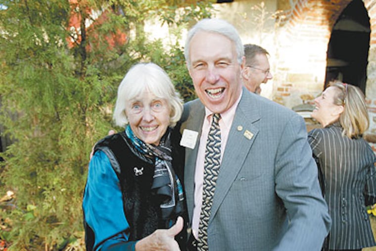Nancy Mohr and John B. "Jock" Hannum Jr., chairman of the Chester County 2020 board. He said Mohr's environmental impact was tough to measure because of her work with regional groups. (David Swanson / Staff Photographer)