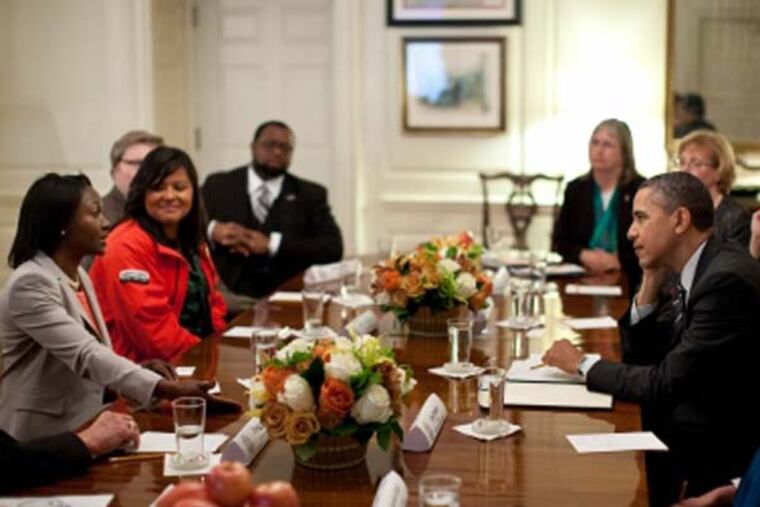 April 26th, 2012, Patience Lehrman (far left) was one of 12 Champions of Change alum invited to speak with President Obama about her work in promoting immigrant integration across the country. Credit: White House