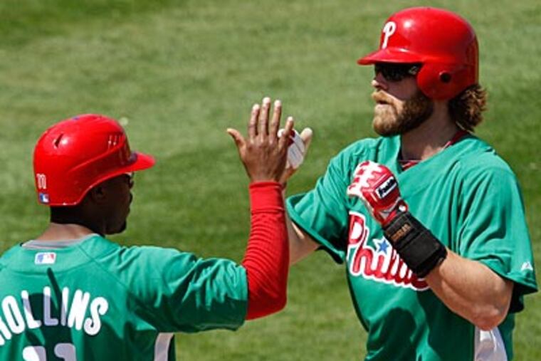 Jayson Werth hit a three-run home run today against the Yankees. (AP Photo/Gene J. Puskar)