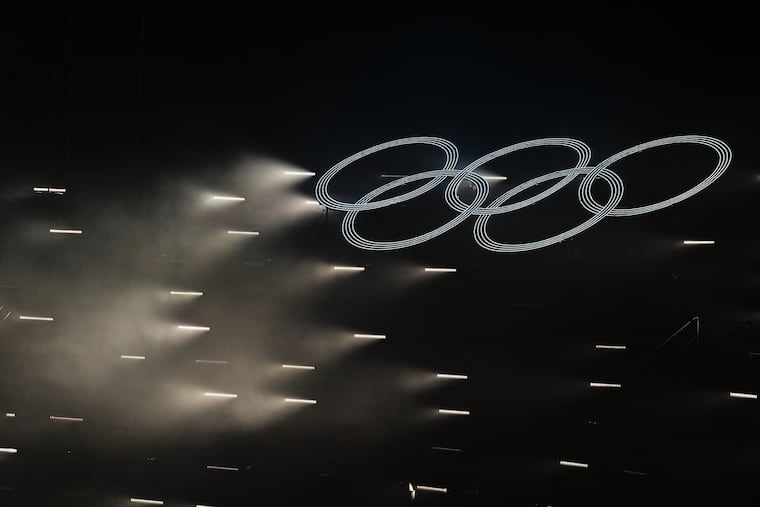 The Olympic rings stand out during the closing ceremony of the 2026 Winter Olympics, in Verona, Italy on Sunday. Nearly twice as many people watched the 2026 Games than watched in 2022.