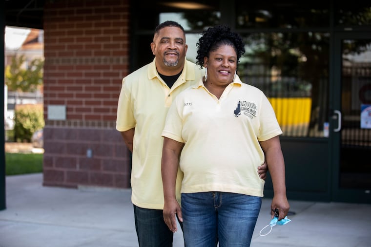 Anthony Dorsey and Betty Dorsey outside of the Chester Housing Authority office. Betty teaches cleaning classes for Chester Housing Authority Housing Choice Voucher Program residents.