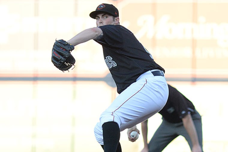 Alec Asher pitches for Lehigh Valley on Thursday night.