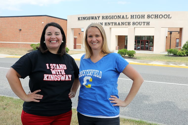 Mothers Jennifer Cavallaro-Fromm (left) and Andrea Katz pushed for aid increases for schools that have been shorted by the state, including Kingsway Regional in Gloucester County.