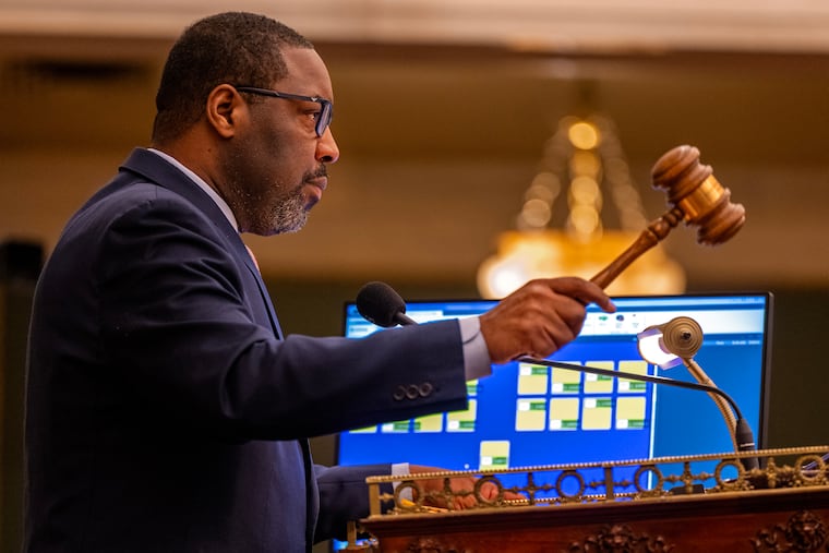 Council President Kenyatta Johnson gavels the start of City Council Thursday, the last day of the 2025 session.