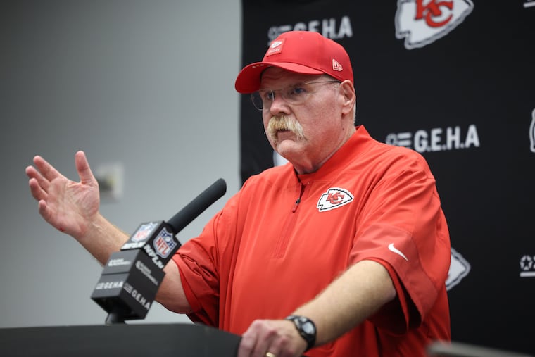 Kansas City Chiefs coach Andy Reid speaks during a news conference after the Thanksgiving Day loss to the Dallas Cowboys.