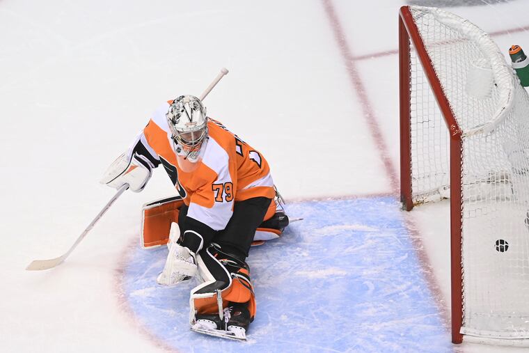 Carter Hart gave up four goals on Wednesday. One, which was Nick Suzuki's game-winner, he had no chance on. Two others would have taken tremendous saves, and one was a soft one. Montreal added an empty-netter in the 5-3 win over the Flyers.