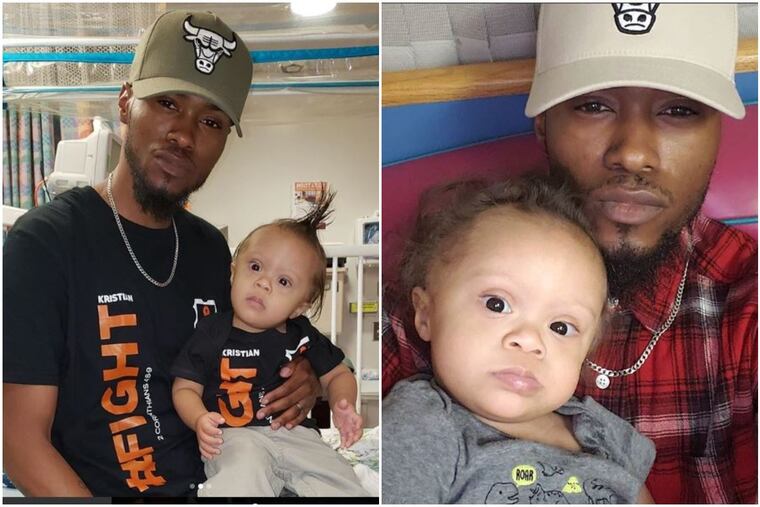 Kennith Thomas and his son, Kristian, who was diagnosed with leukemia last month.