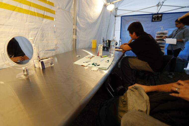 A view inside the pop-up safe injection site in Moss Park in Toronto, Canada on October 3, 2017.