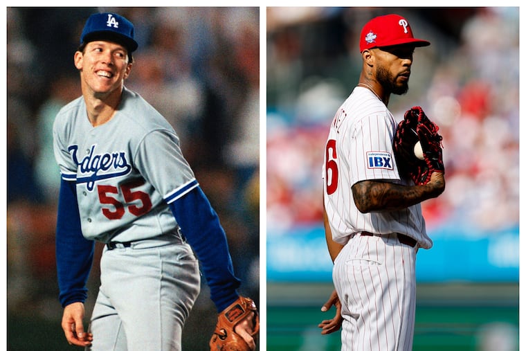 Former Dodgers pitcher Orel Hershiser (left) and Phillies pitcher Cristopher Sánchez put together dominant months nearly four decades apart.