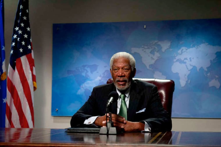 Morgan Freeman acts presidential as Speaker of the House Trumbull in "Olympus Has Fallen."