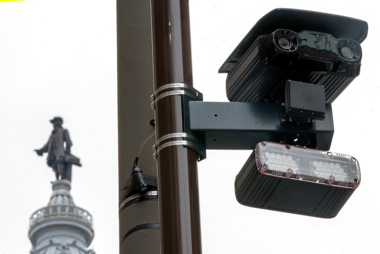 An Automated Speed Enforcement (ASE) camera mounted on North Broad Street at Arch Street. Cameras were activated in September along the road, one of the city's busiest and most dangerous with an often flouted 25 mph speed limit.
