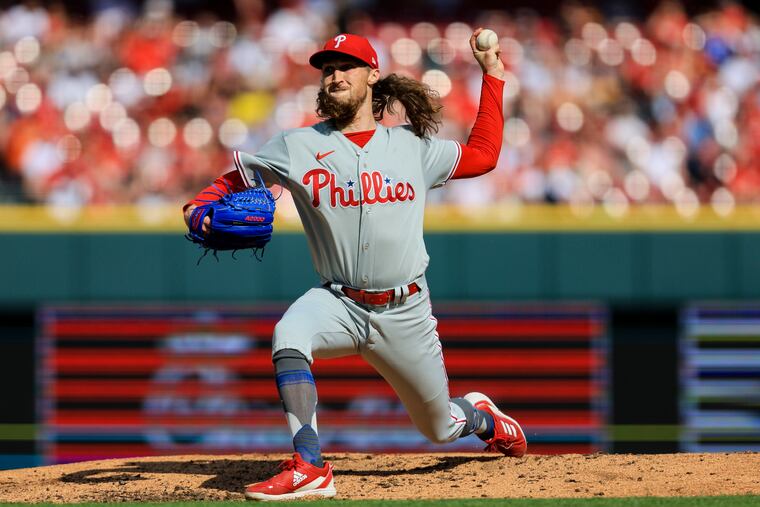 Phillies Matt Strahm throws a pitch in the second inning Saturday in Cincinnati.