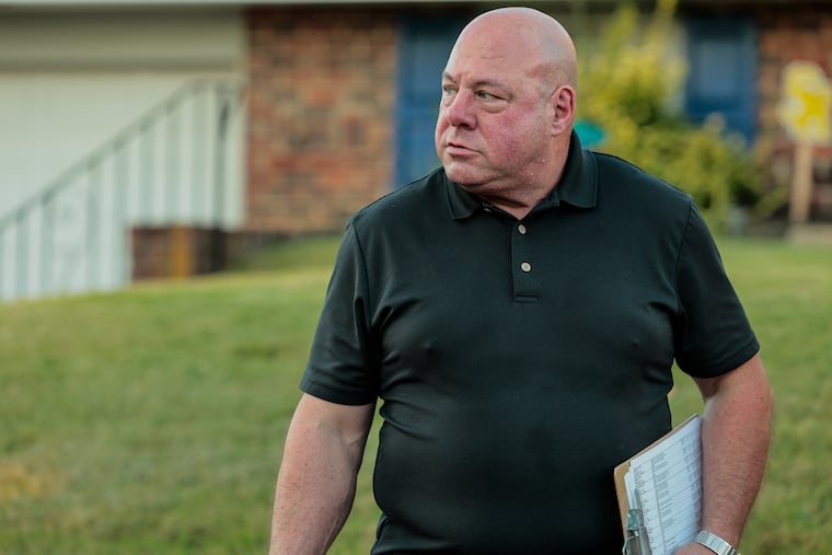 Northeast Philadelphia Democratic candidate and labor leader Gary Masino goes door to door campaigning for City Council last month.