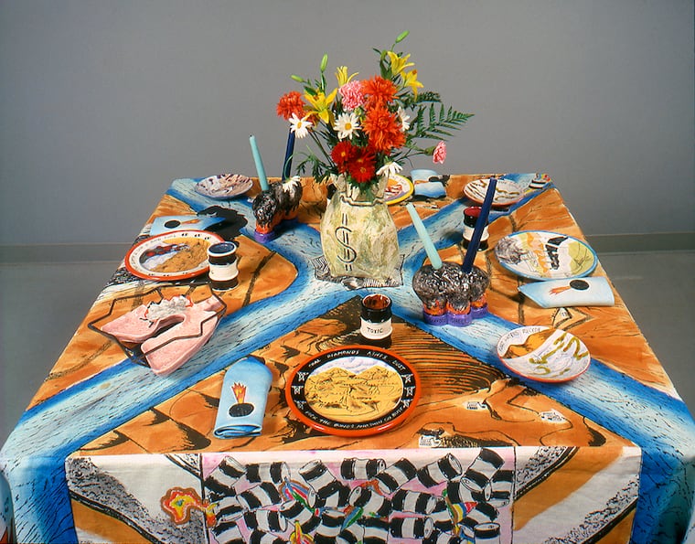 Rebecca Howland, in collaboration with The Fabric Workshop and Museum, Philadelphia. "Toxicological Tablecloth," 1984.