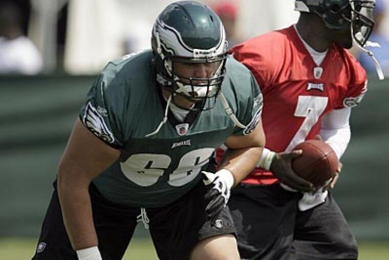 Dallas Reynolds will become the new starting center while Jason Kelce recovers from injury. (Yong Kim/Staff file photo)