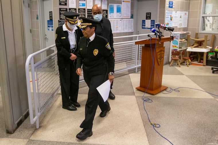 Philadelphia Department of Prisons Commissioner Blanche Carney leaves a news conference at Curran-Fromhold Correctional Facility after a man was shot and killed on prison grounds in March.