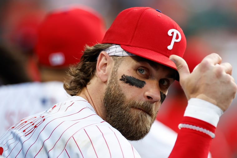 Phillies first baseman Bryce Harper before the Phillies played the St. Louis Cardinals on Saturday, June 1, 2024 in Philadelphia.