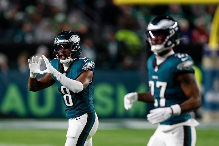 Eagles cornerback Adoree' Jackson (left) suffered a concussion five weeks ago and left Sunday's game as a precaution.