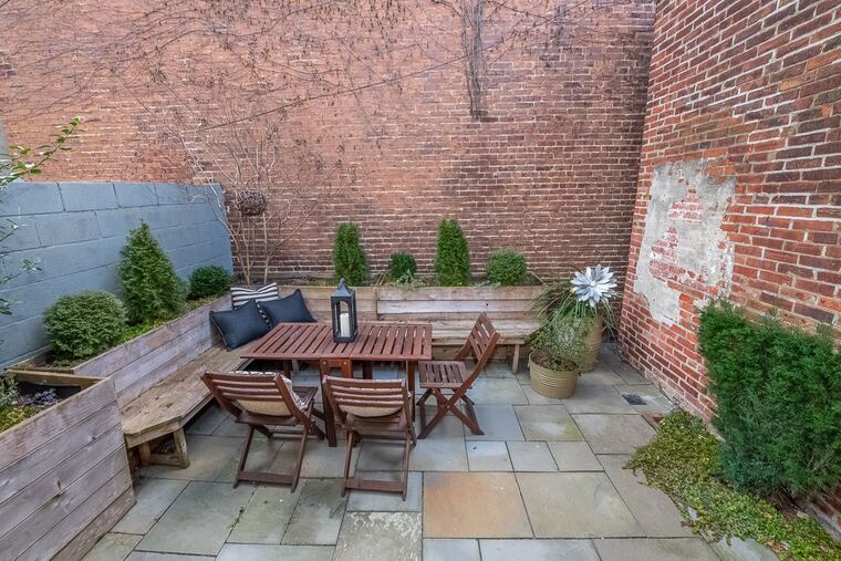 The patio of the townhouse for sale in Philadelphia's Fairmount neighborhood.