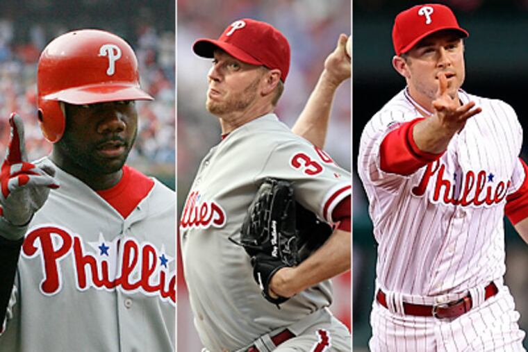 Ryan Howard, Roy Halladay, and Chase Utley have been named to the 2010 all-star team. (Staff File Photos)