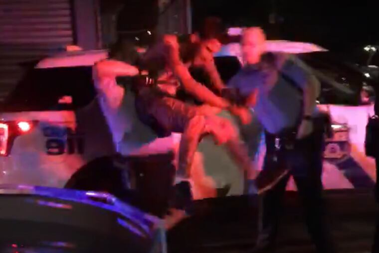 A still shot from the video of a Monday arrest that is under investigation by the Philadelphia Police Department’s Internal Affairs Unit.