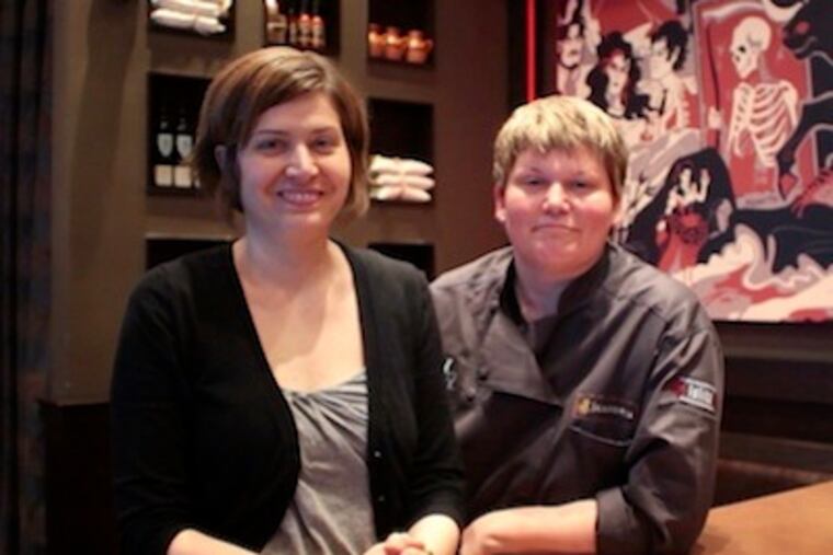 Craig LaBan reviews Jamonera, a new Center City tapas restaurant and bar on 13th Street. Here, owners Valerie Safran, left and Marcie Turney who is also the chef. ( ED HILLE / Staff Photographer )
