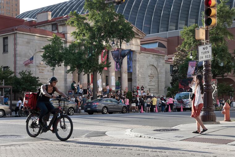 The last day of school, during the “Last Stand Jam” in front of the University of the Arts Dorrance Hamilton Hall on South Broad St. in Philadelphia on Friday, June 7, 2024. One week ago, university officials announced that the school would be closing permanently on June 7, 2024.