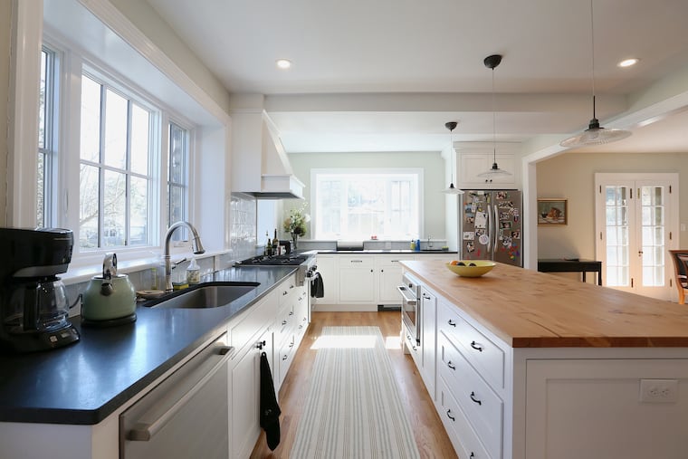 A renovated kitchen is pictured in this Merion Station home in 2020.