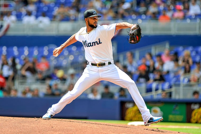Sandy Alcantara will start against the Phillies in the opener of a three-game series in Miami.