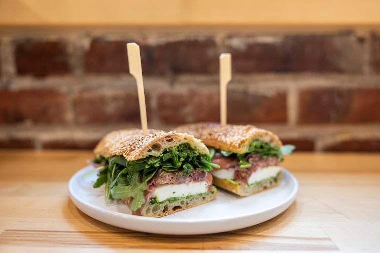 The Prosciutto Mozzarella sandwich made by chef Sarah Dash at The Mighty Bread in Philadelphia on Wednesday, September 24, 2025.