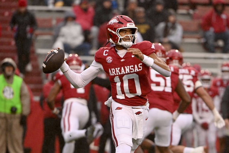 Arkansas quarterback Taylen Green is an intriguing QB prospect who could be worth considering for the Eagles in the late rounds.