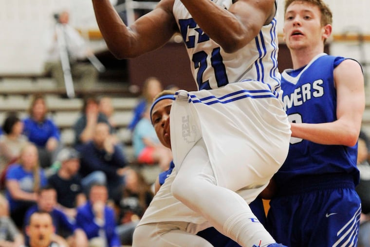 Connell-Egan's LiPri McCray-Pace drives past Minersville defenders in the first quarterof Wednesday's PIAA second-round matchup.