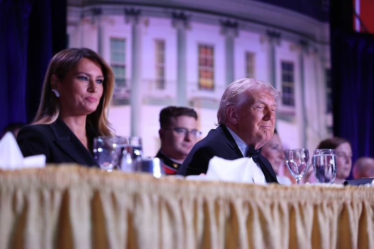First lady Melania Trump and President Donald Trump attend the annual White House correspondents' sinner at the Washington Hilton on Saturday in Washington.