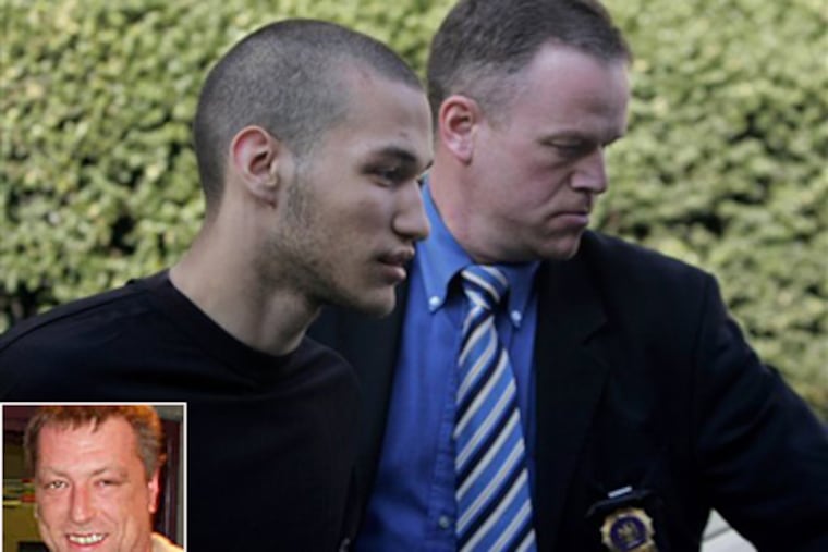 John Katehis, a self-proclaimed "extremist, anarchist, a sadomasochist," was arrested in the brutal slaying of George Webber (inset), a Doylestown native and New York radio reporter. (AP Photo/Robert Mecea)