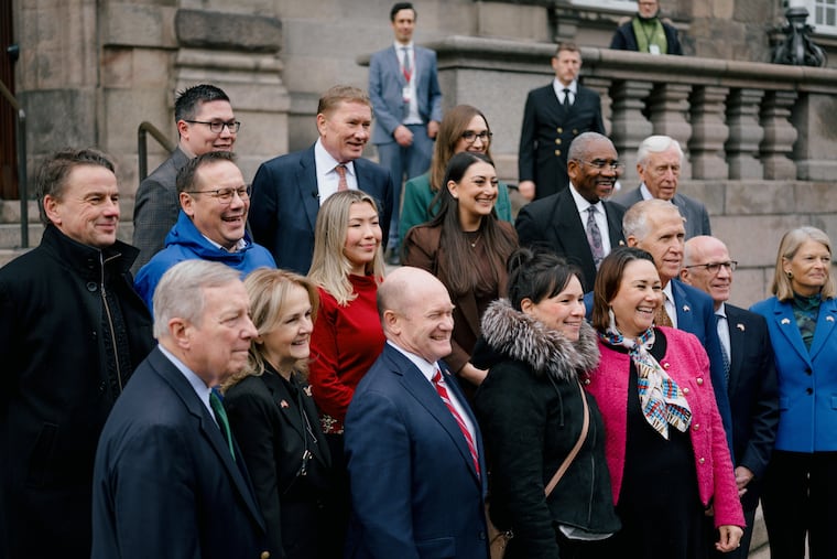 The US congressional delegation arrives at parliament in Copenhagen on Jan. 16.