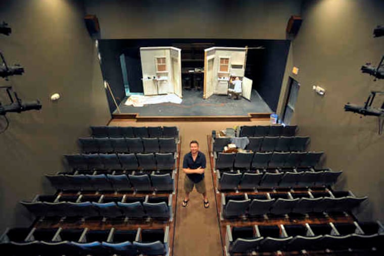Playwright Joseph Paprzycki in the new Waterfront South Theatre, which will present as its debut his play "Last Rites," based on the waterfront bar his grandparents ran in Camden for 30 years.