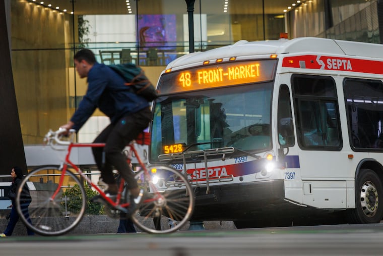 SEPTA route 48 bus at 15th and Market Streets.