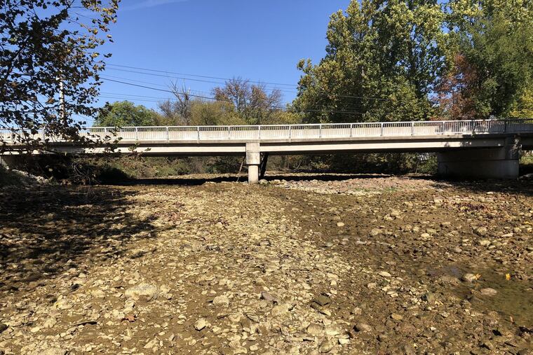 A view of the Bushkill Creek on October 15, when pumps at a nearby concrete plant failed to keep water flowing.