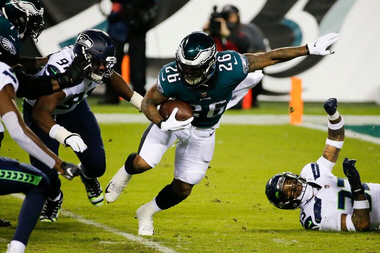 Eagles running back Miles Sanders got just six carries in the team's loss to the Seattle Seahawks on Monday night.
