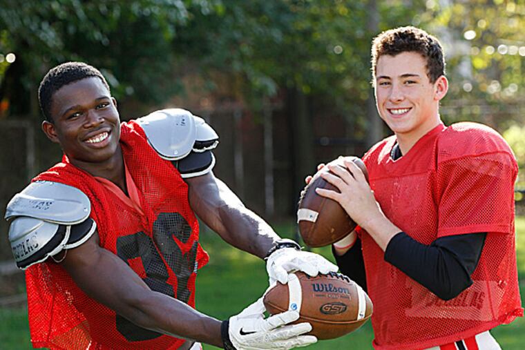 Palmyra wide receiver Kelvin Harmon (left) and quarterback Max Smyth. (Michael S. Wirtz/Staff Photographer)