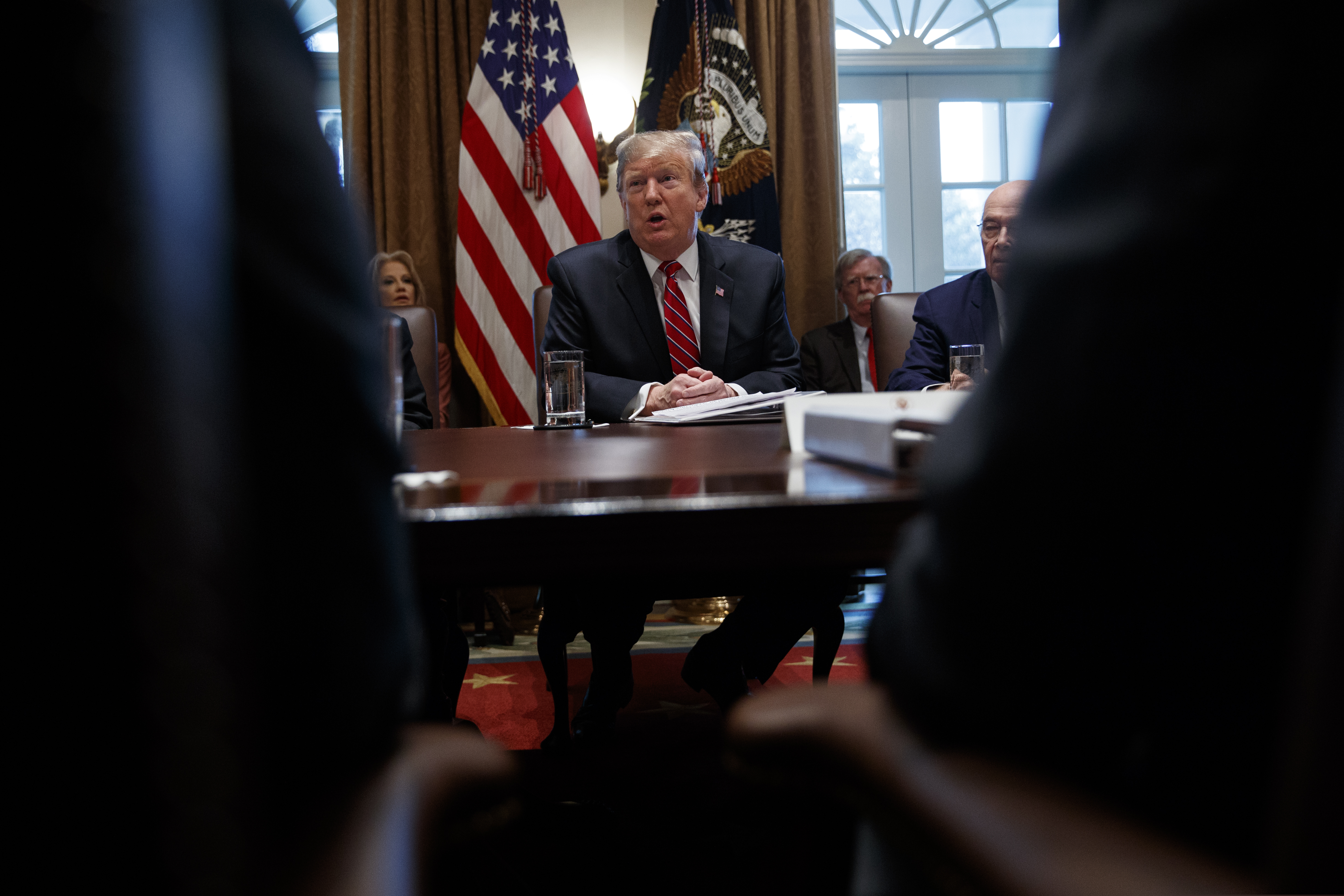 President Donald Trump speaks during a cabinet meeting at the White House, Tuesday, Feb. 12, 2019, in Washington.