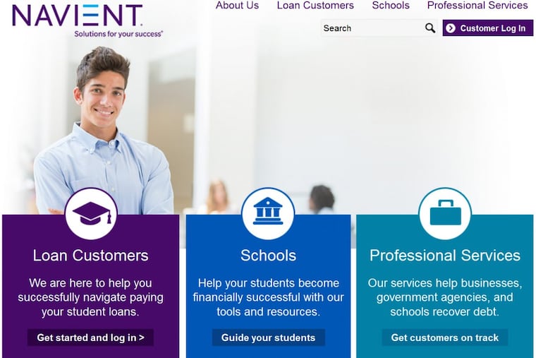 Navient’s website. The student-loan servicer has been sued by Pennsylvania’s attorney general.