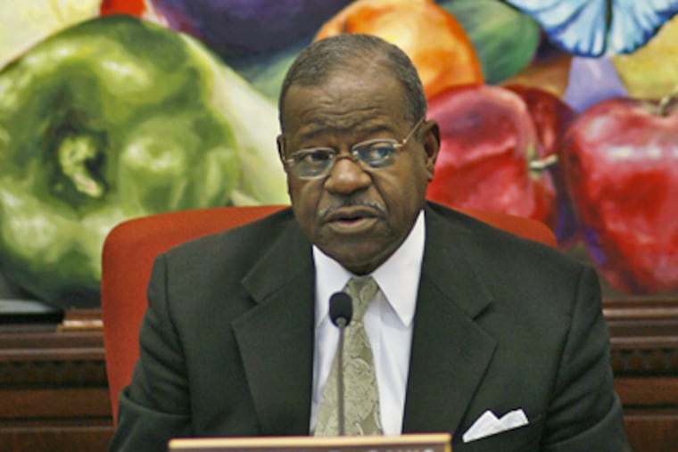 Theodore Davis presiding at a meeting on Camden’s recovery efforts. (Michael S. Wirtz / Staff Photographer)