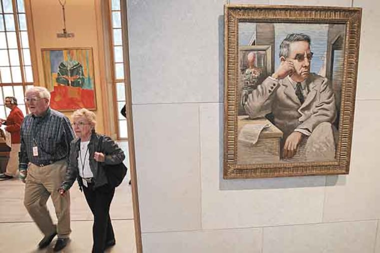Painted portrait of Dr. Albert C. Barnes in the entrance to the gallery in the new Barnes Museum in Philadelphia. ( ALEJANDRO A. ALVAREZ / STAFF PHOTOGRAPHER )