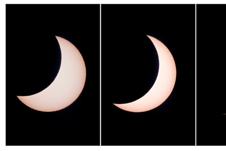 This combination image of photos shows a hybrid solar eclipse seen from Lautem, East Timor, on Thursday.