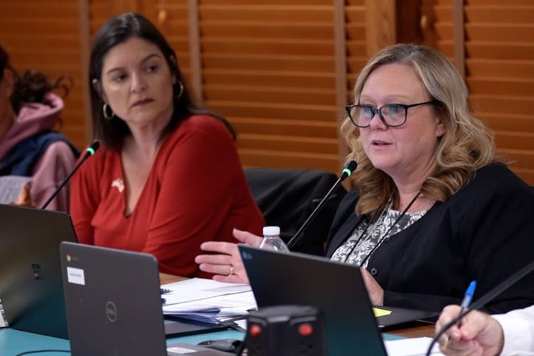 The Colts Neck School Board, led by president Angelique Volpe (left), has not yet voted on a March 4 proposal that Conover Road Primary School become the first school in the country named for President Donald Trump.