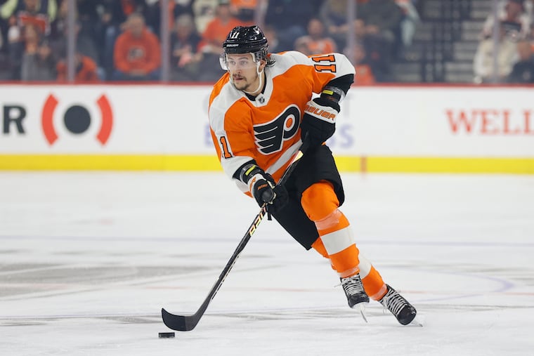 Flyers winger Travis Konecny is on pace for career-highs in goals (50) and points (94).