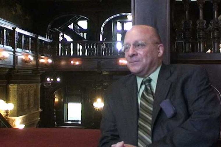 Arcadia's Mark Lapreziosa talks about legends in
Grey Towers Castle. (Ron Tarver / Staff Photographer)