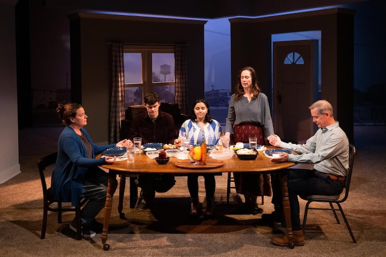 The cast of "Lettie," running at People's Light in Malvern through July 13. From left are Danielle Skraastad (Lettie), Jacob Orr (River), Bryanna Martinez-Jimenez (Layla), Teri Lamm (Carla), and Kevin Bergen (Frank).