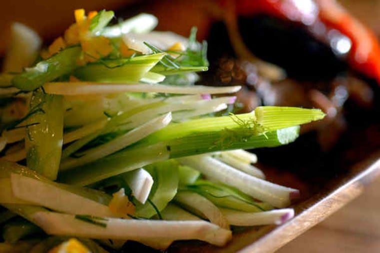 At Barbuzzo, on South 13th Street, shaved raw fennel, above, is featured on the vegetable board. Fresh baby fennel, below - more tender than full-sized fennel - is an ingredient in a pasta special. Every part of fennel is edible, raw or cooked.